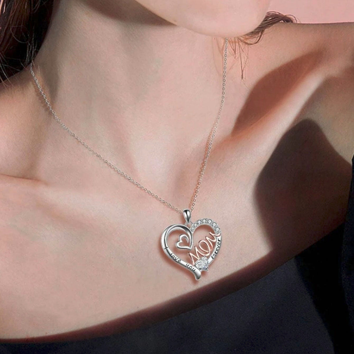 Mother's Silver Heart Necklace